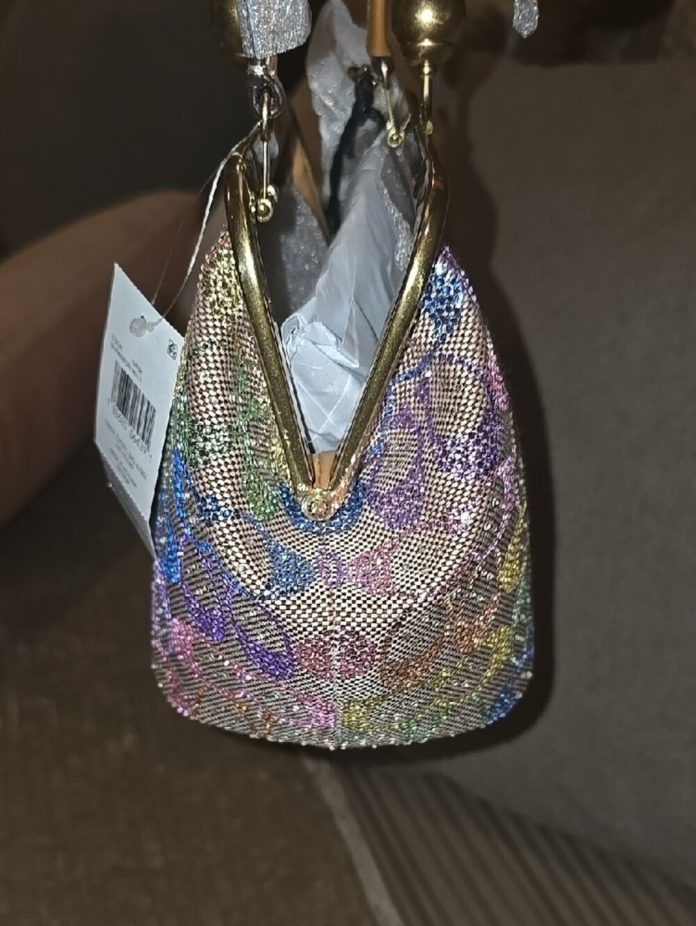 Authentic Coach Iridescent Multicolor Hexagon Clutch with Gold Trim - Picture 10 of 12